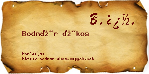 Bodnár Ákos névjegykártya